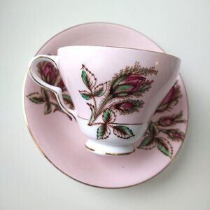 *RARE* Taylor & Kent Longton England Rose Moss Tea Cup & Saucer